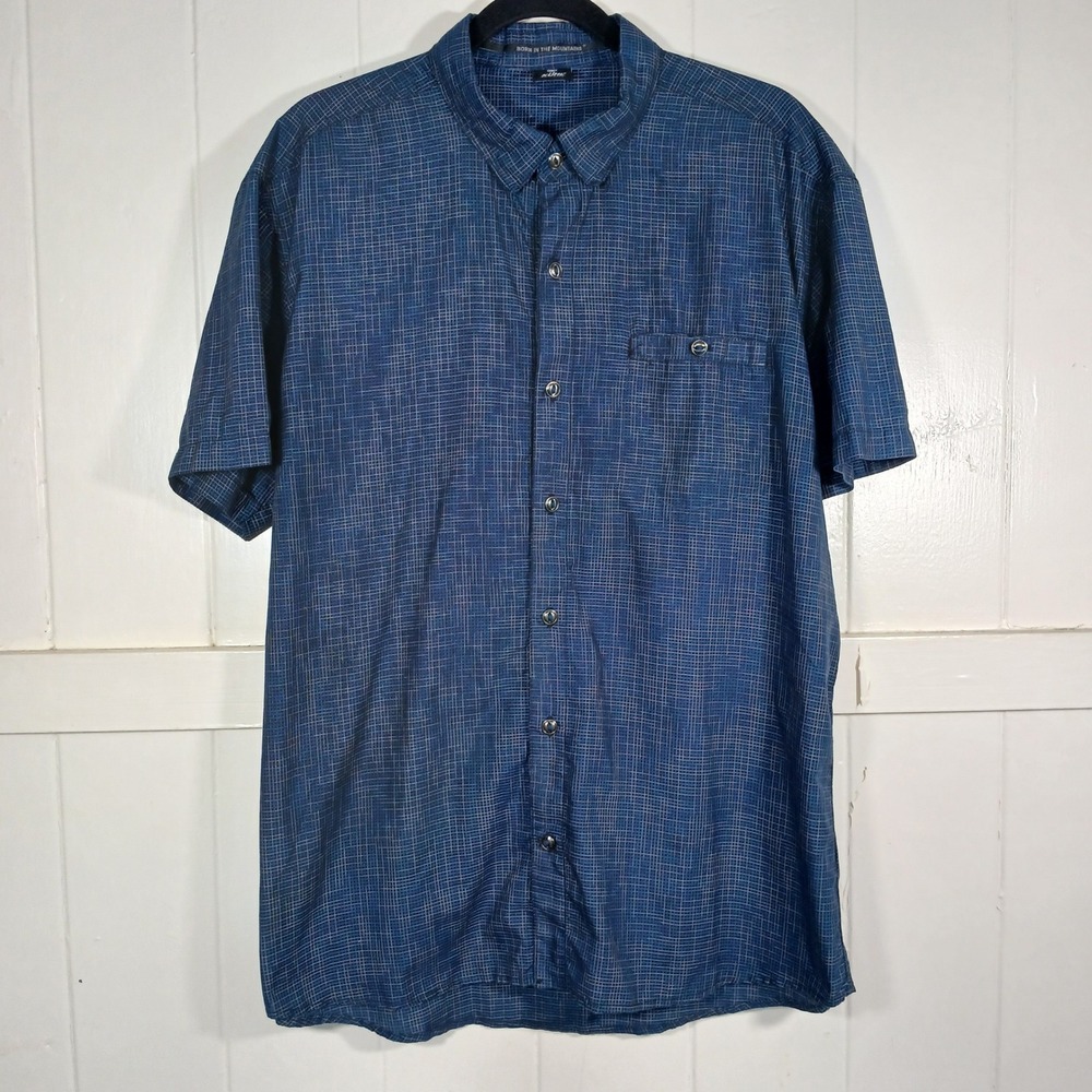 Kuhl Krossfire Button Down Shirt Mens XL Blue Grid Tapered Fit Short Sleeve 7563
